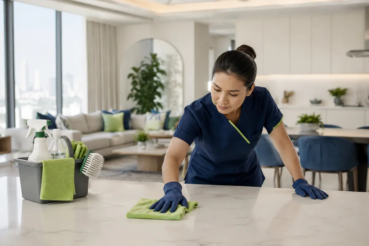 Professional cleaner caring for a modern home